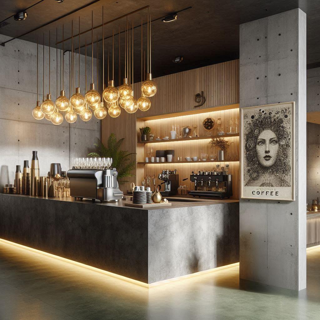 Render de conceito de café, paleta terracota, projeto ASAF Arquitetura